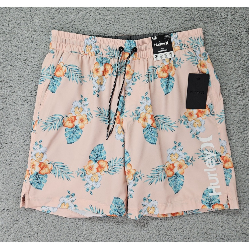 Hurley Congo Volley Swim Shorts Men's Medium Candy Pink Floral 7.5" Inseam NWT